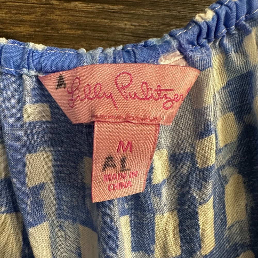 Lilly Pulitzer Blue and White Smocked Tank Top - Picture 3 of 7